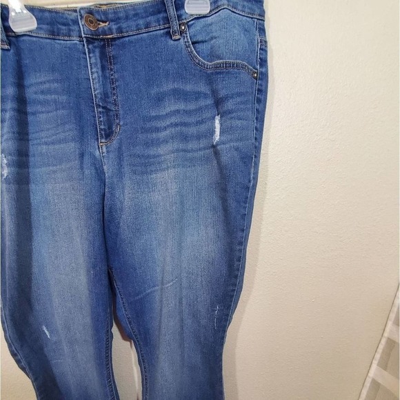 RUFF Hewn distressed Bootcut Medium Wash jeans Plus Size 20 - Picture 3 of 9